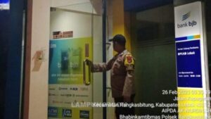 Anggota Polsek Rangkasbitung Kontrol dan Cek ATM BJB, Antisipasi Gangguan Kamtibmas ke Obyek Vital