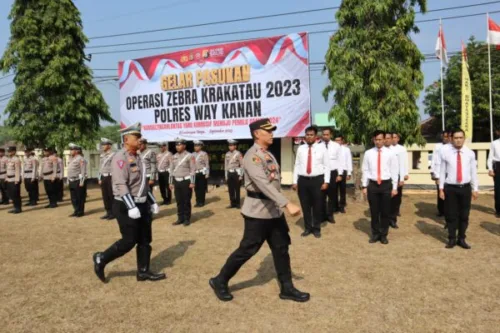Polres Way Kanan Apel Gelar Pasukan Ops Zebra Krakatau 2023