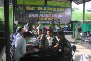 Peringati Hari Juang TNI AD Ke-78, Korem 043/Gatam Sumbangkan 104 Kantong Darah Ke PMI