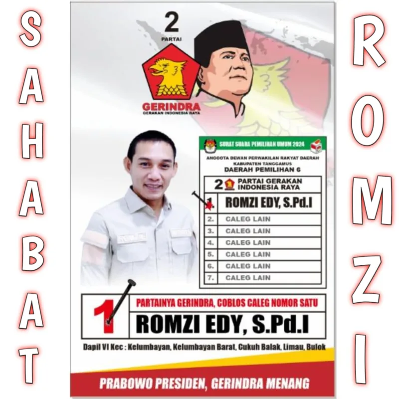 Pengikut Prabowo Pecahkan Sejarah, 2 Kursi untuk Dapil 6 Tanggamus, Romzi Edy Raih Suara Tertinggi