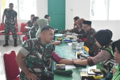Sambut HUT Ke-78 Tahun, Persit Kartika Chandra Kirana Koorcab Rem 043 PD II/Sriwijaya Gelar Donor Darah