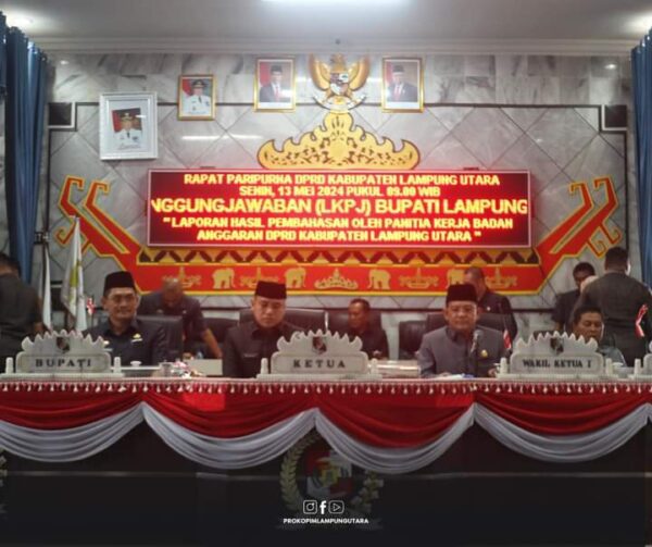 Paripuna DPRD Lampung Utara dalam Agenda Penyampaian 4 Raperda