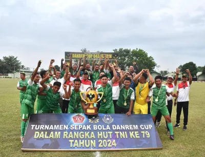 Kodim 0429/Lamtim Raih Juara Pertama Turnamen Sepak Bola Danrem Cup Dalam Rangka HUT Ke-79 TNI Tahun 2024
