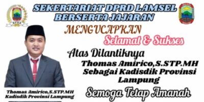 Jajaran Sekertariat DPRD Lamsel Ucapkan Selamat Kepada Thomas Amirico Sebagai Kadisdikbud Provinsi Lampung
