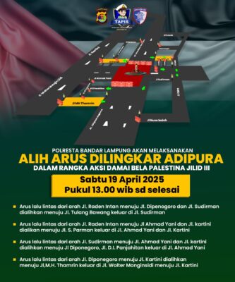 Aksi Bela Palestina Jilid 3 di Bandar Lampung, Polisi : Pengalihan Arus Bersifat Situasional