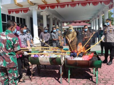 Hadiri Pemusnahan Barang Bukti, Kapolres Pringsewu : Wujud Transparansi Penegakan Hukum