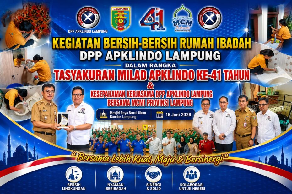 DPP Apklindo Lampung Gelar Tasyakuran Milad ke-41, Jalin Sinergi dengan MCMI untuk Kemakmuran dan Kebersihan Masjid